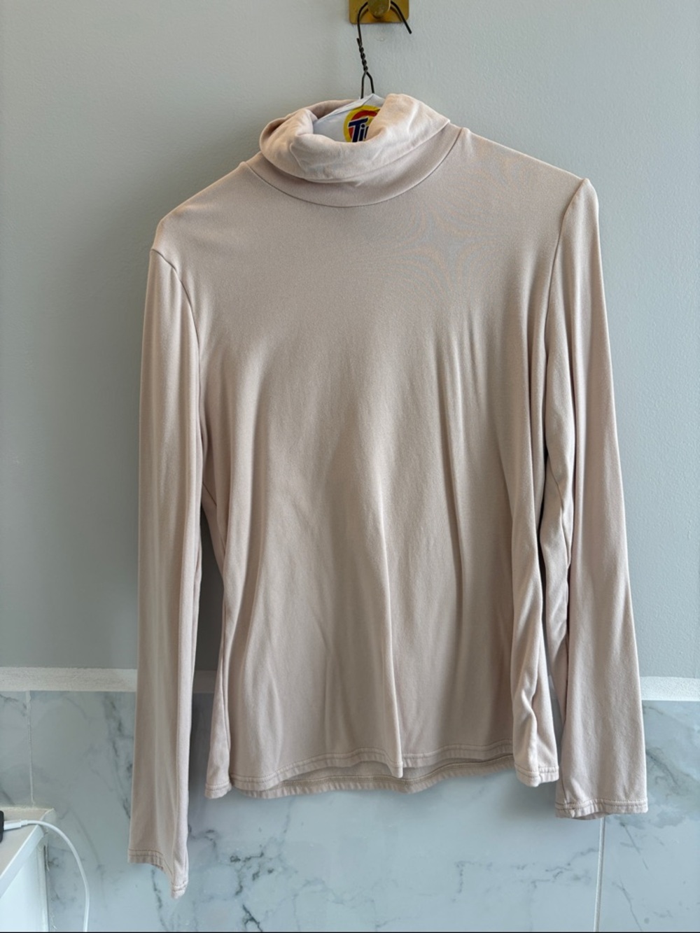 Light Beige Turtleneck Long Sleeve Top